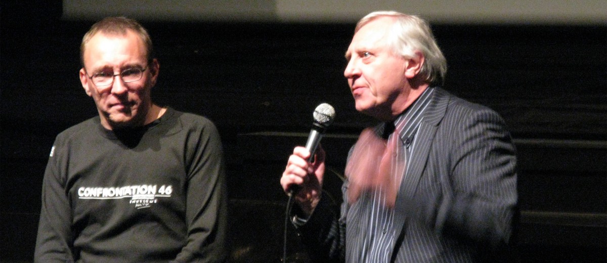 Peter Greenaway et Kees Bakker pendant Confrontation en avril 2010